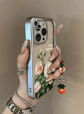 适用苹果16e手机壳iPhone16e白色玫瑰保护套iP新款硅胶软壳全包防摔平果十六E16SE4外壳高级感iPone男女2025