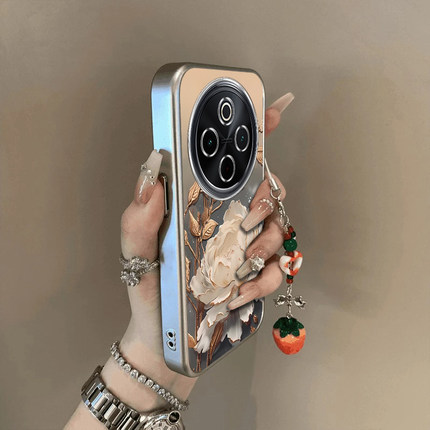 适用vivoy300Pro手机壳新款y200/y78/y77e日落金莲送手y76s硅胶套vovoy66y73sy71t防摔y93s85a女y70s电