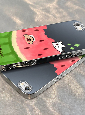 适用苹果6s/7/8plus手机壳新款iPhoneXSmax防摔XR外壳5SE软硅胶11pro全包12/13快乐吃瓜14P女高级电镀16E