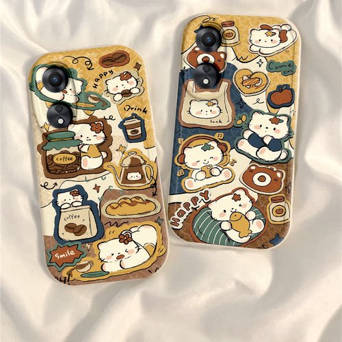 适用oppoA58手机壳A56女新款A55 5G保护套oppA57全包防摔opopA53软5g硅胶0pp0A52外壳x带挂绳A5抱鱼猫咪A52女