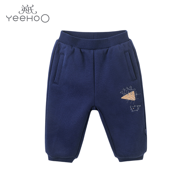 【2折清仓】英氏裤子男宝双层棉休闲裤子秋冬长裤YRKCJ41234A