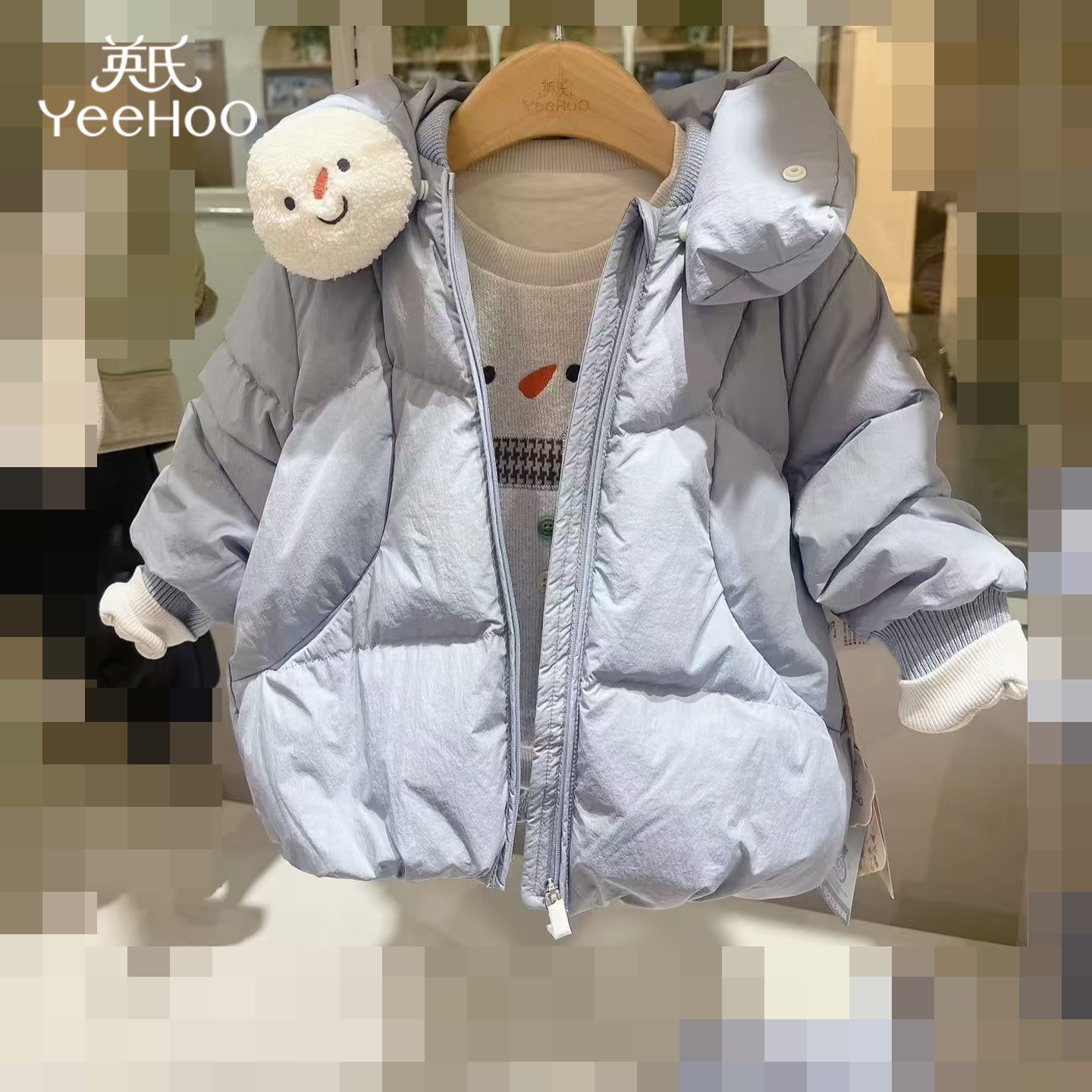 【商场同款】英氏男童羽绒服秋冬新款雪人童趣休闲保暖外套儿童