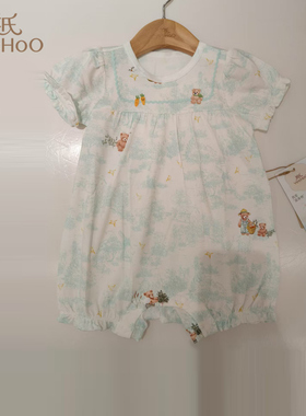 英氏婴儿连体衣宝宝夏季短袖哈衣防螨抗菌家居服睡衣YLABJ2S005A