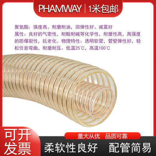 新款意大利IPL软管直供耐磨聚酯PU钢丝管波纹管于塑料木工陶包邮