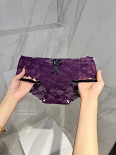 透气舒适女士中腰三角裤 暮色云纱 性感薄款 纯欲蕾丝内裤 新款 法式