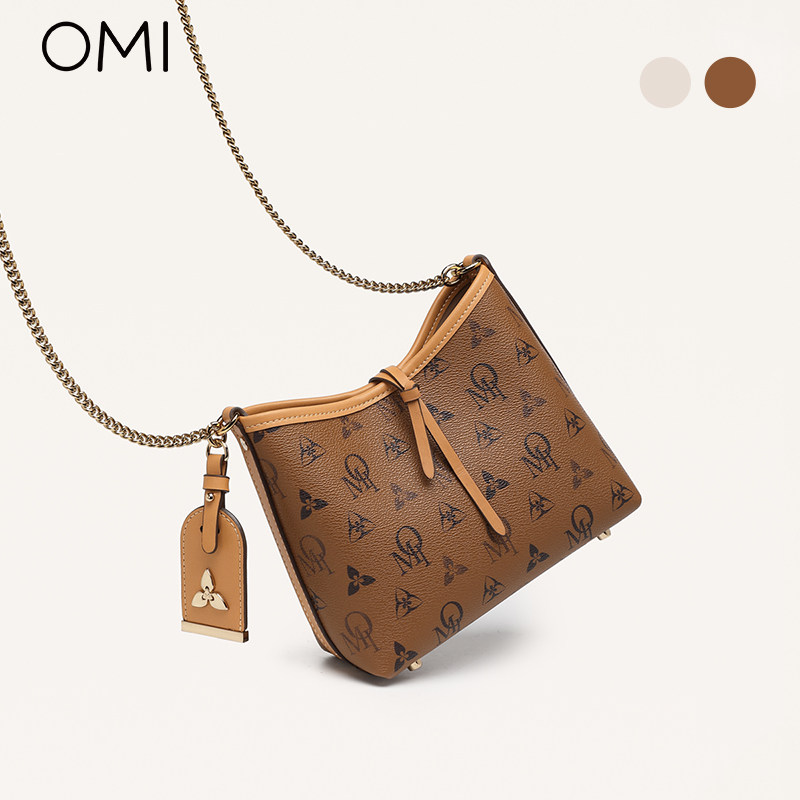 omi欧米包包女2023商场同款时尚印花pvc水桶包休闲链条单肩斜挎包