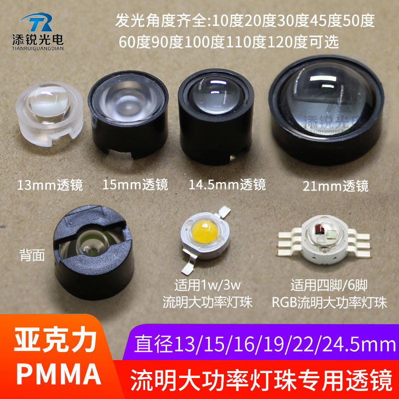 led聚光仿流明1w3w13大功率透镜