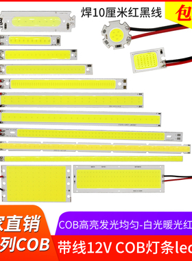 带线cob灯条12v高亮灯板3w10w20w50w长条方形12伏led灯珠照明光源