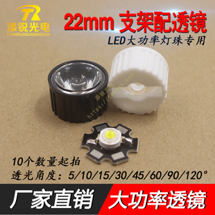 LED透镜20mm光面聚光透镜5 15 30 45 60度120度1瓦3W流明灯珠平面