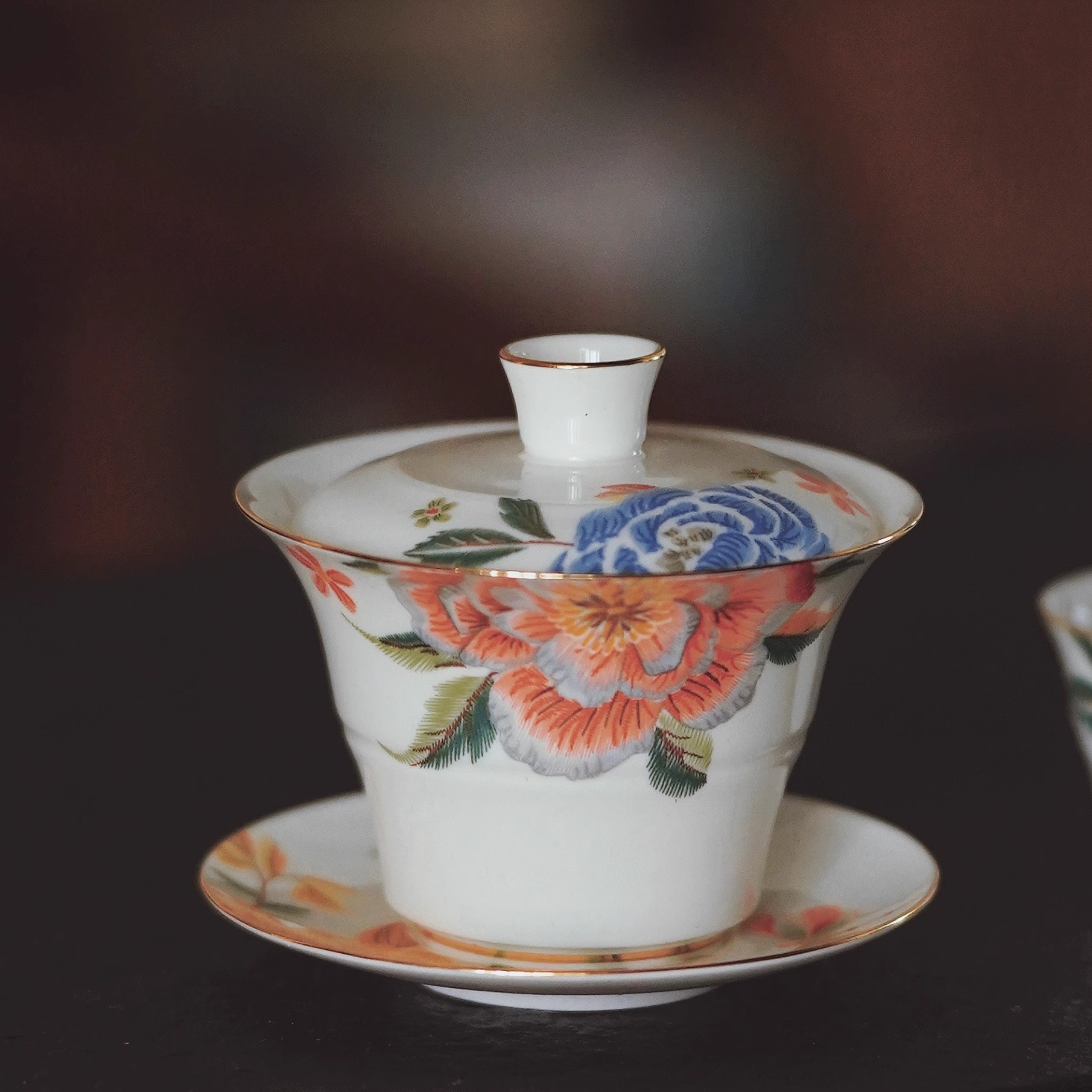 景德镇薄胎骨瓷茶具大茶盘套装整套新款文创潮绣刺绣工艺乔迁送礼