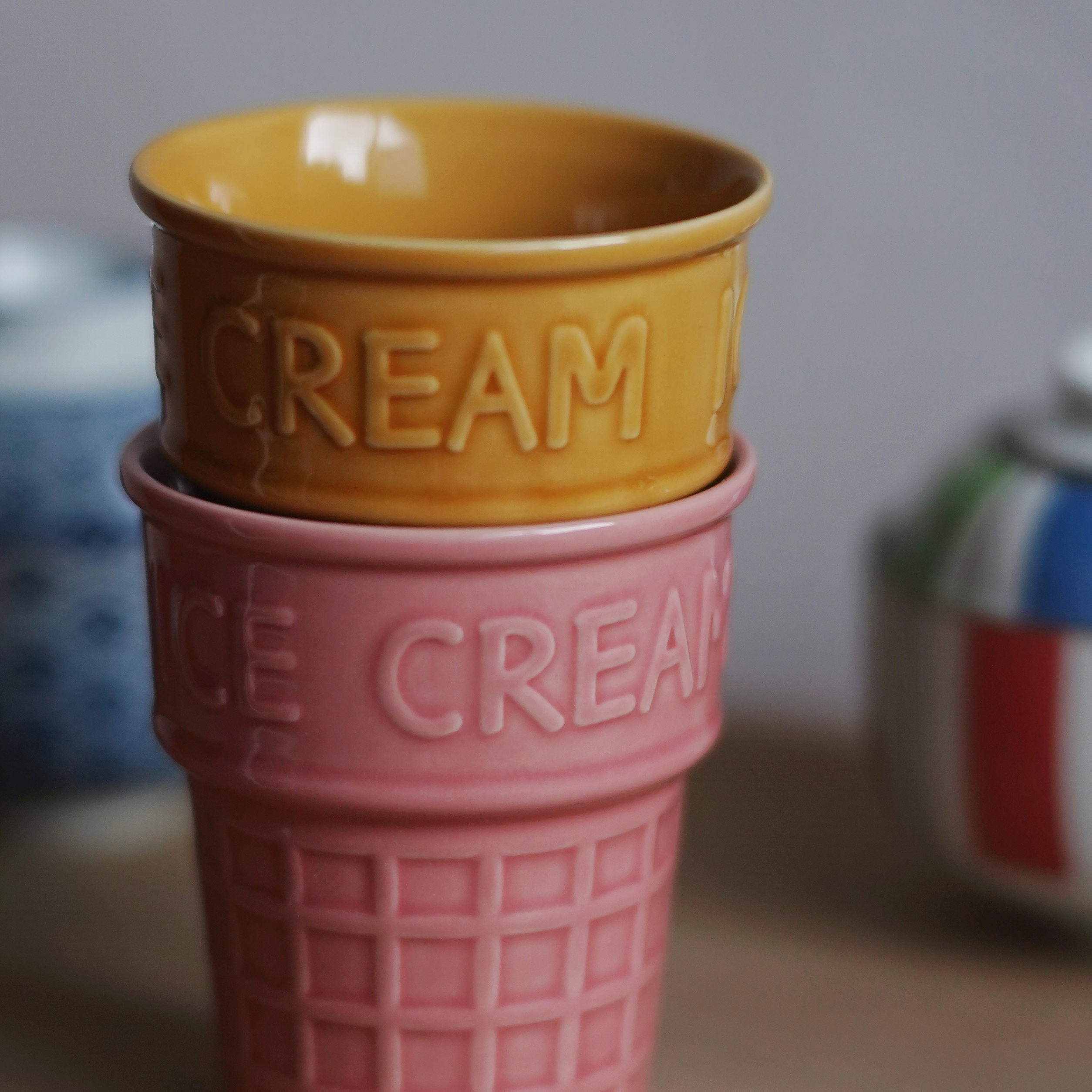 ins风可爱少女心陶瓷冰淇淋杯甜筒高颜值蛋糕圆筒雪糕杯子甜点杯