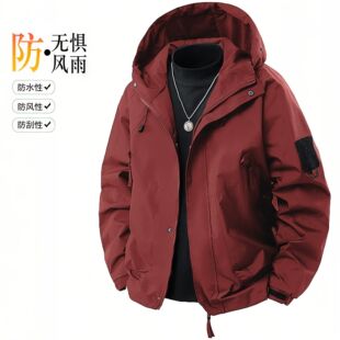 户外冲锋衣春秋季新款男女款宽松工装夹克外套防风防水登山棉衣