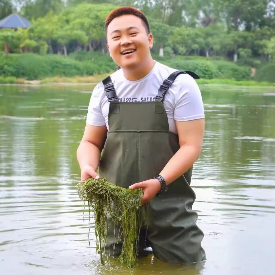 下水裤防水衣服连体裤半全身河抓捕鱼叉衩涉水雨裤鞋靴一体皮渔裤