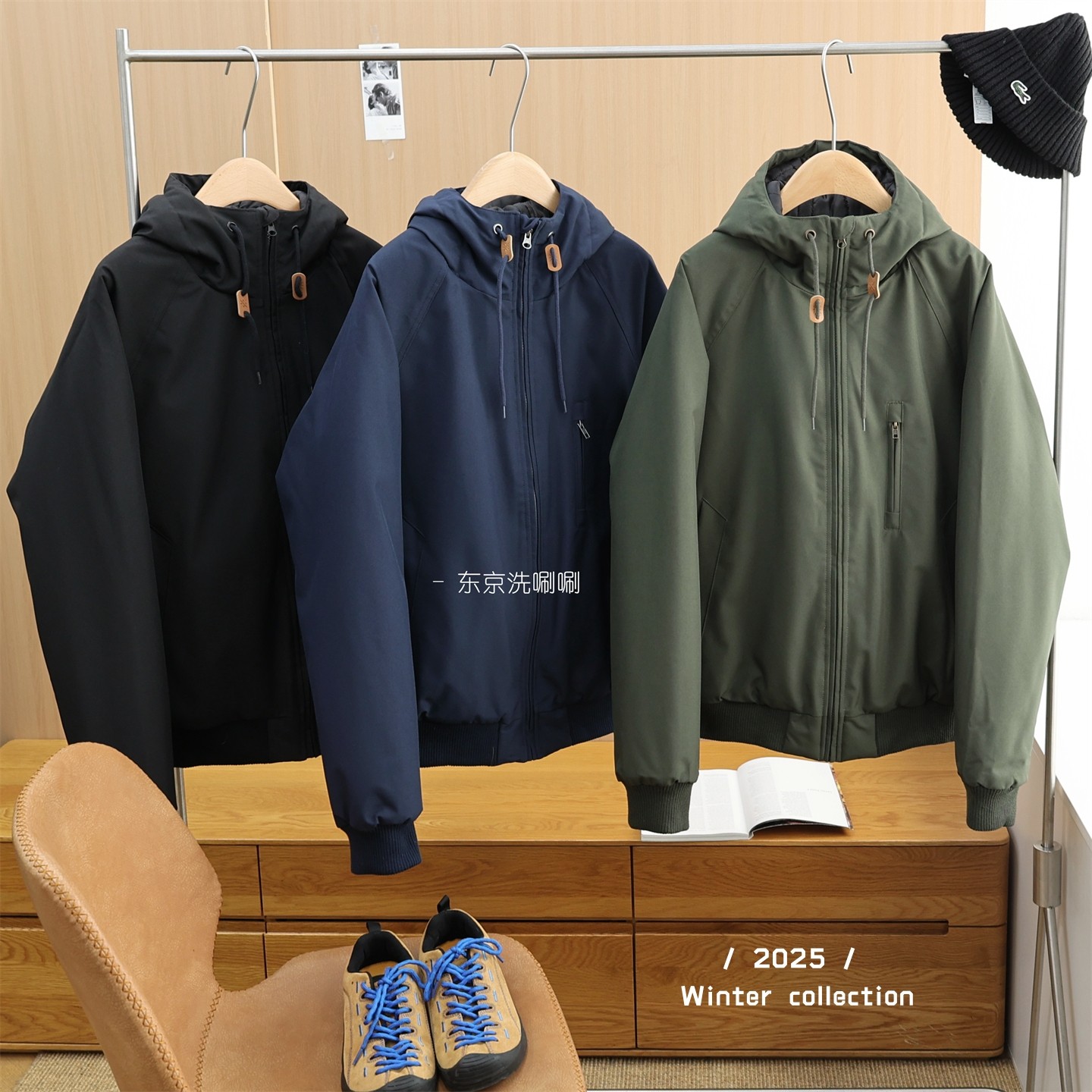 男女同款~欧单，帅气感防泼水连帽外套，冬季保暖防风夹克棉服