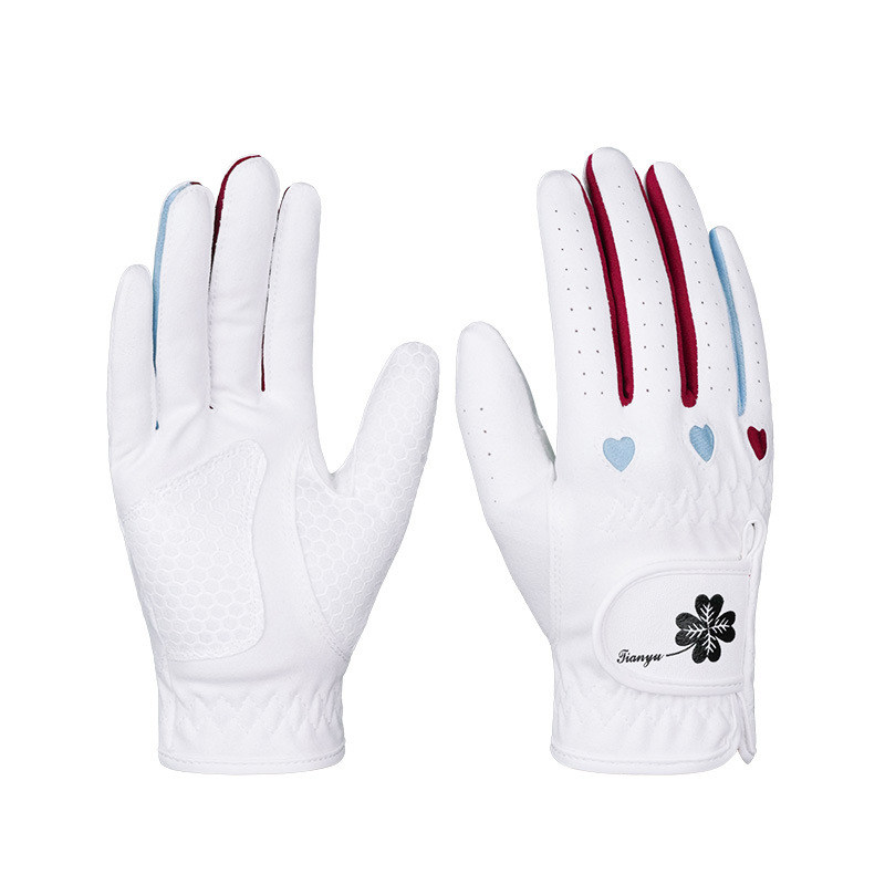 高尔夫女士韩版超纤布透气防滑手套下场打球PU防水耐磨运动护手套