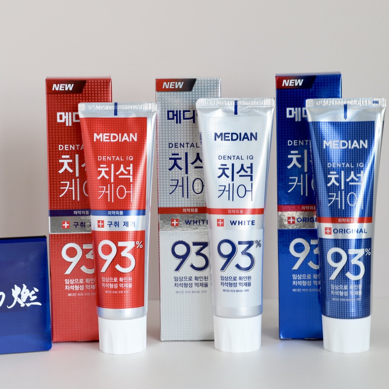 median韩国爱茉莉86麦迪安93牙膏祛渍清新口气白色蓝色红色洁齿膏