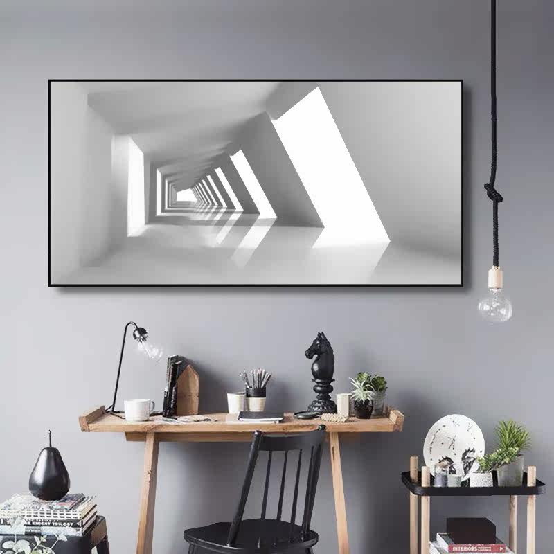 回望 几何光影空间延伸感结构深邃建筑 客厅办公背景简约装饰画