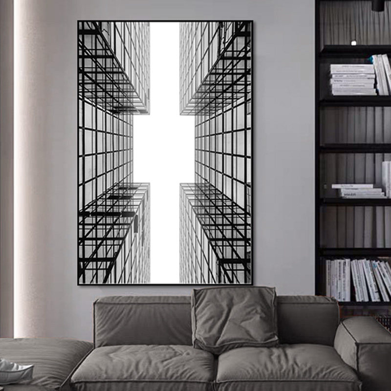 黑白建筑空间延伸感装饰幸福触手可及宋凛家入户客厅过道落地挂画