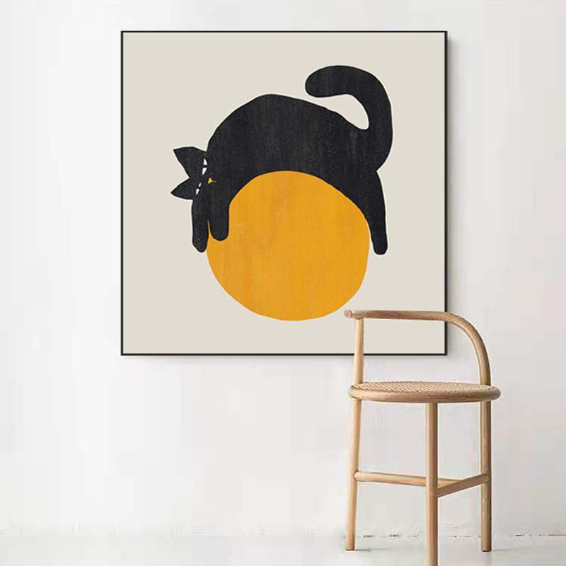 慵懒的猫 抽象卡通可爱文艺猫咪治愈系 儿童客厅沙发书房装饰挂画