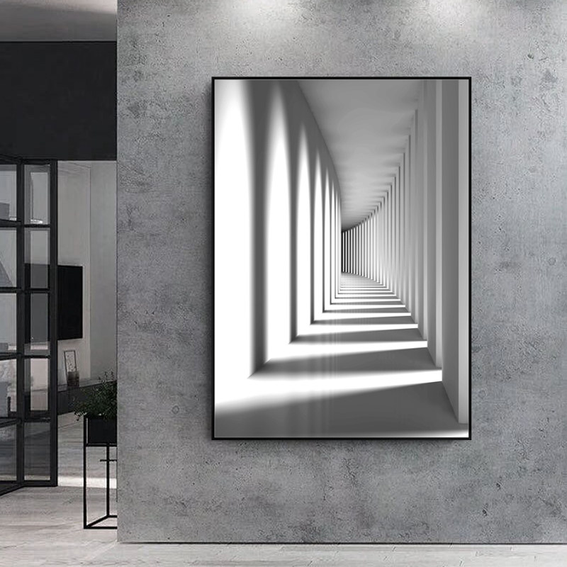 并进 黑白灰建筑空间光影装饰画 视觉延伸展增大客厅沙发过道走廊