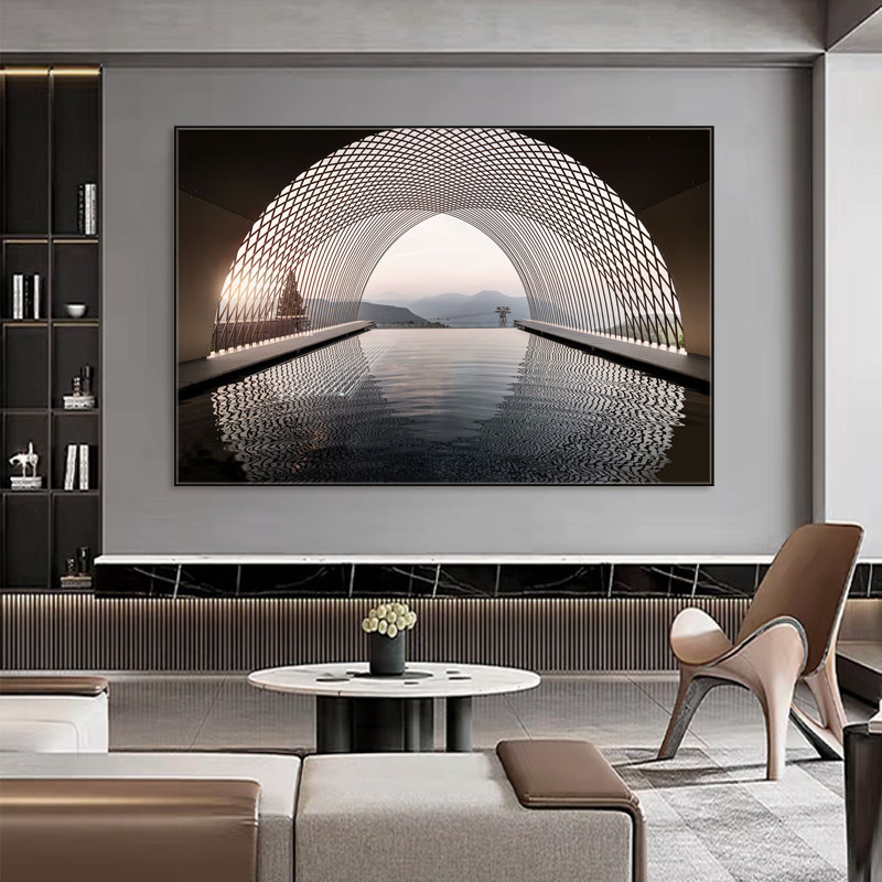 轻奢空间感延伸展3d立体卧室床头客餐厅沙发背景墙咖棕色装饰挂画