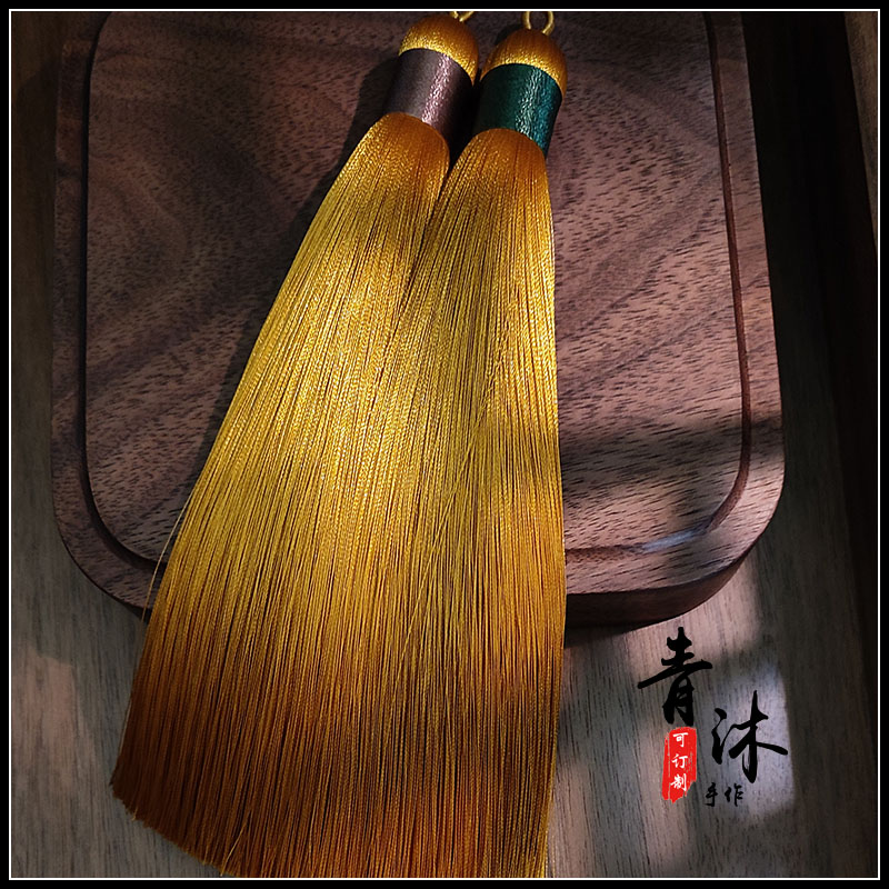 土黄色文玩手串108佛珠流苏车挂