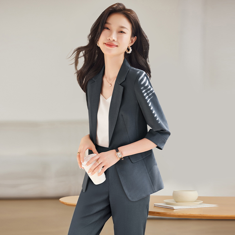 G2000官方旗舰店夏季职业西装套装女薄款2025新款七分袖正装小西