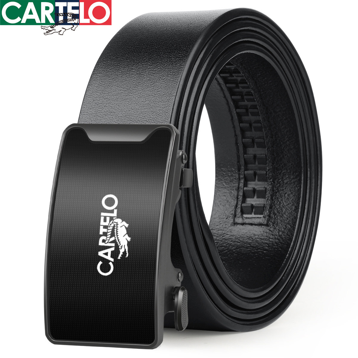 卡帝乐鳄鱼内扣皮带男真皮自动扣内穿式名牌腰带头层纯牛皮青年x