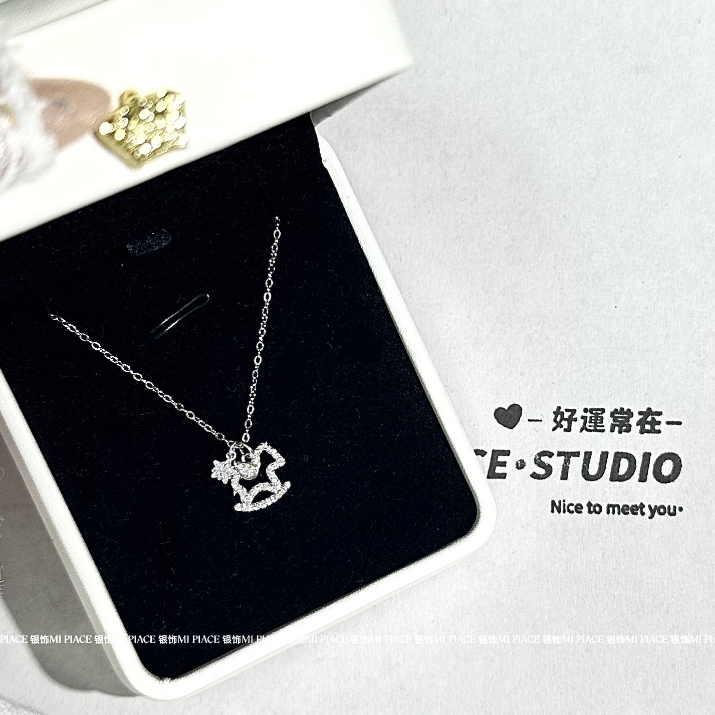 s999纯银旋转木马项链女轻奢小众高级感马年送女生闺蜜生日礼物