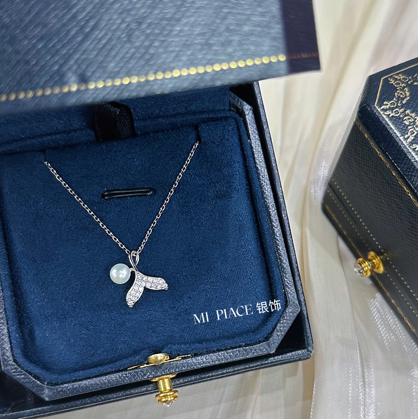 s999纯银鱼尾珍珠项链女轻奢小众设计感锁骨链送女生闺蜜生日礼物