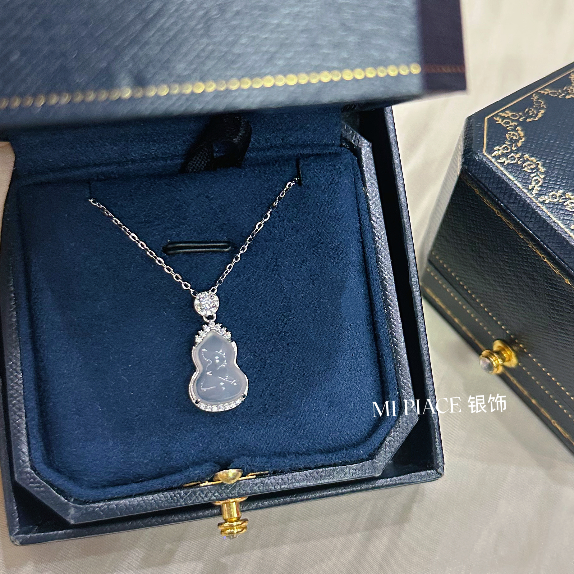 新中式纯银白玉髓葫芦项链女轻奢小众高级感锁骨链送女生闺蜜礼物