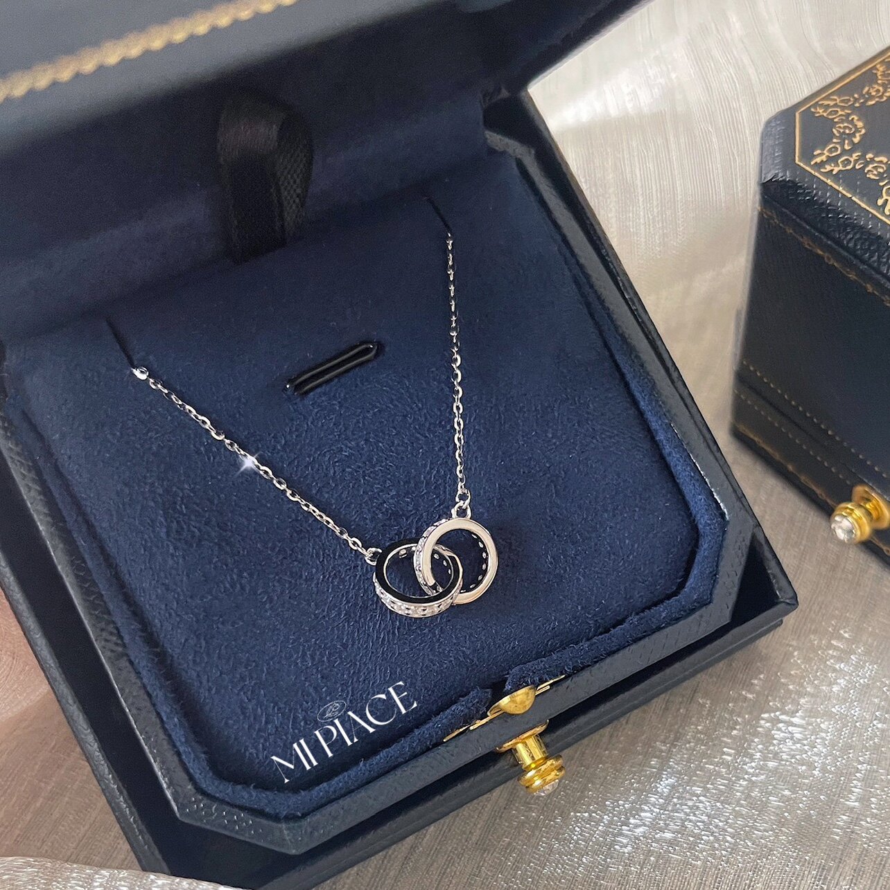 双环s999纯银项链女轻奢小众设计莫比乌斯环环相扣项链送女友礼物