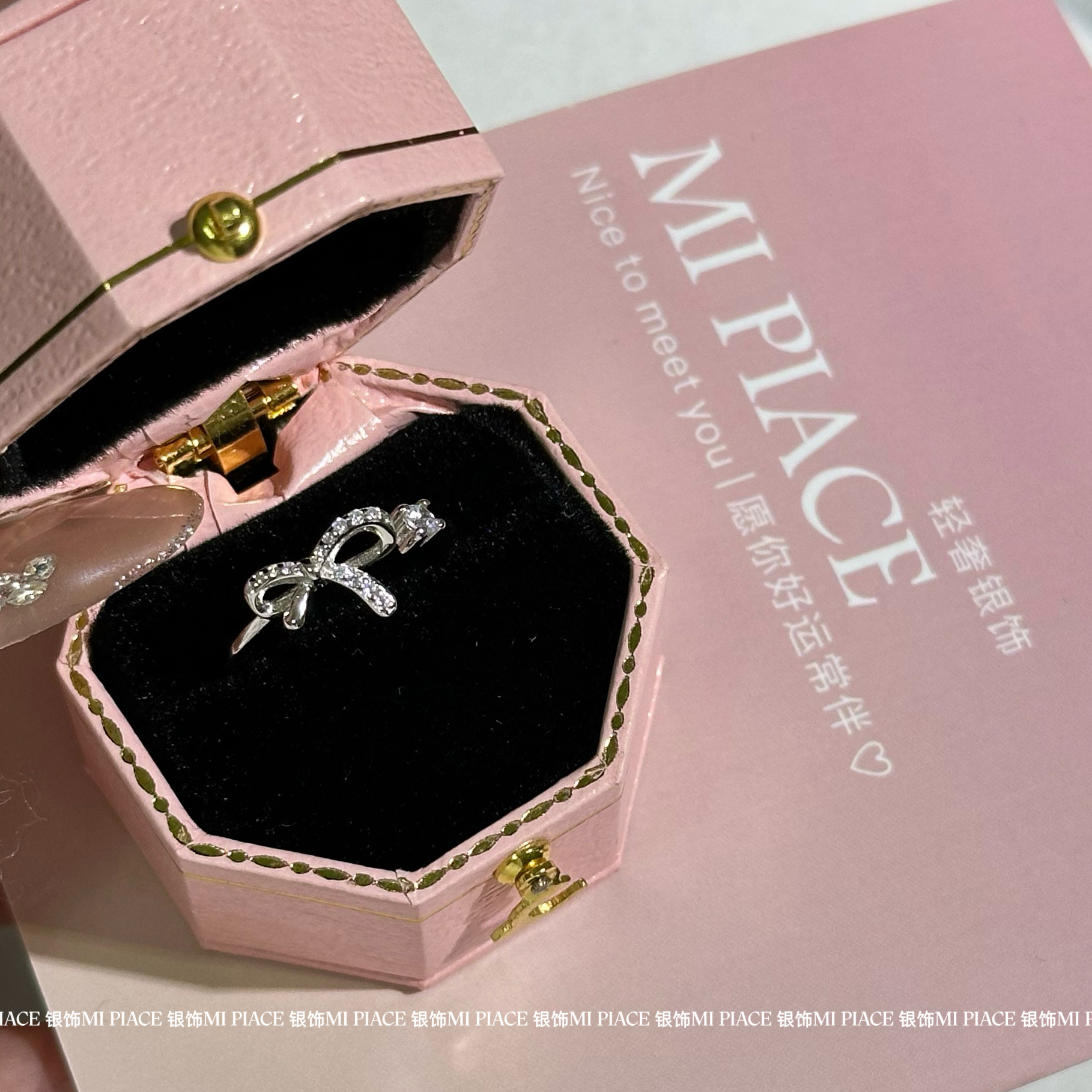 s925纯银蝴蝶结戒指女轻奢小众高级感开口戒送女生闺蜜生日礼物