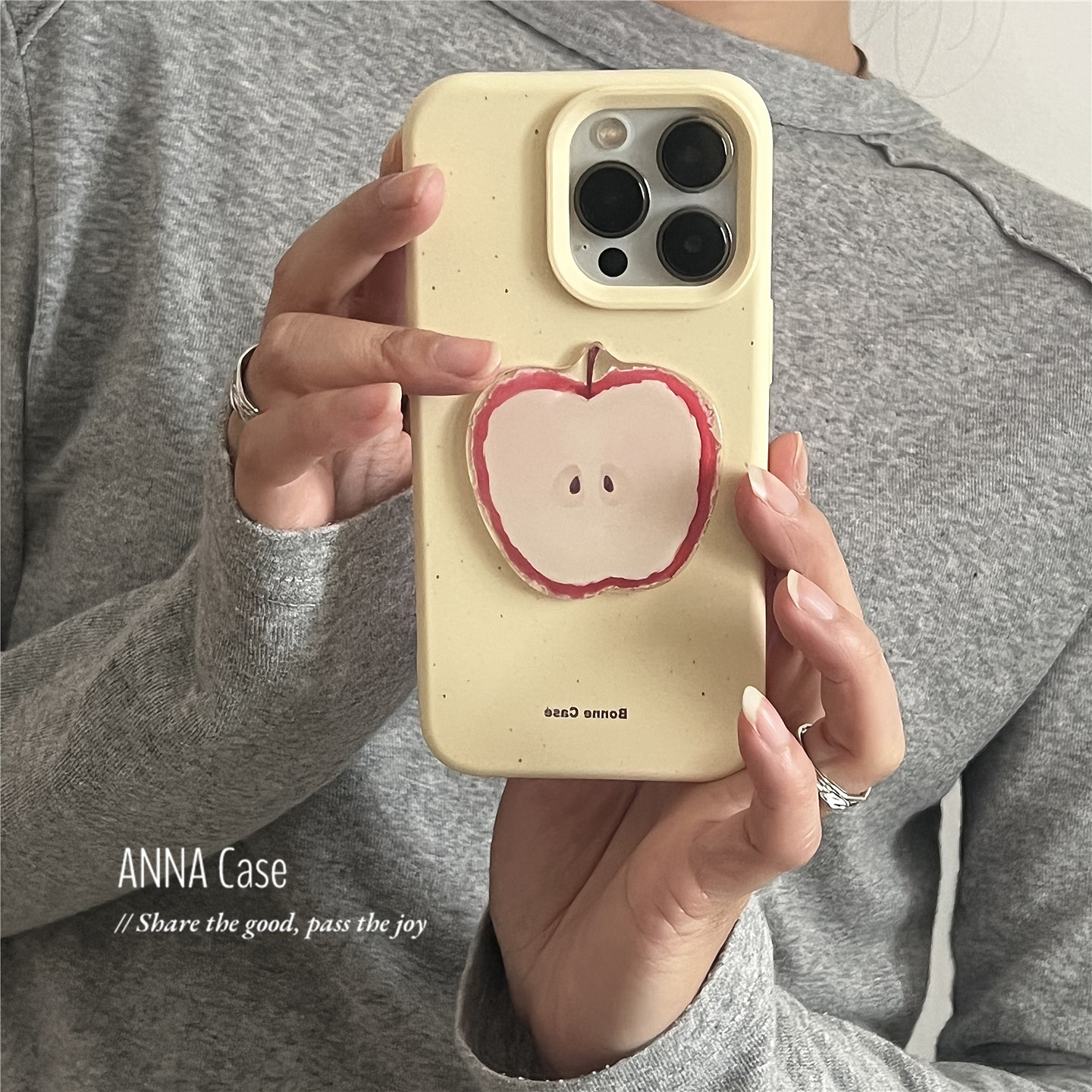小众奶黄可爱立体苹果核手机壳