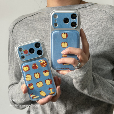 秋冬油画蓝艺术苹果大视窗手机壳