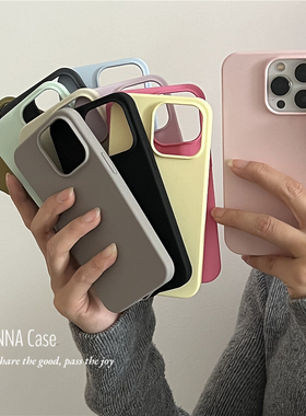 ANNACASE韩国ins少女奶油色系液态硅胶手机壳适用于iPhone16pro新款17promax苹果17全包14防摔保护套16轻薄15