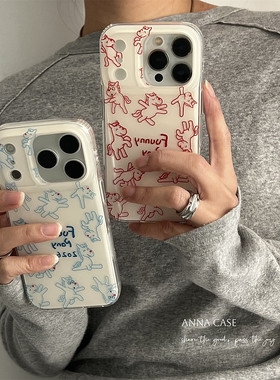ANNACASE秋冬ins新年红蓝可爱欢乐小马手机壳适用iphone17promax苹果14软13新款15pro女款16ProMax防摔保护套