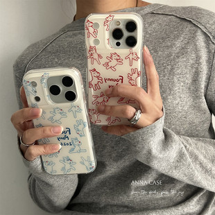 ANNACASE秋冬ins新年红蓝可爱欢乐小马手机壳适用iphone17promax苹果14软13新款15pro女款16ProMax防摔保护套