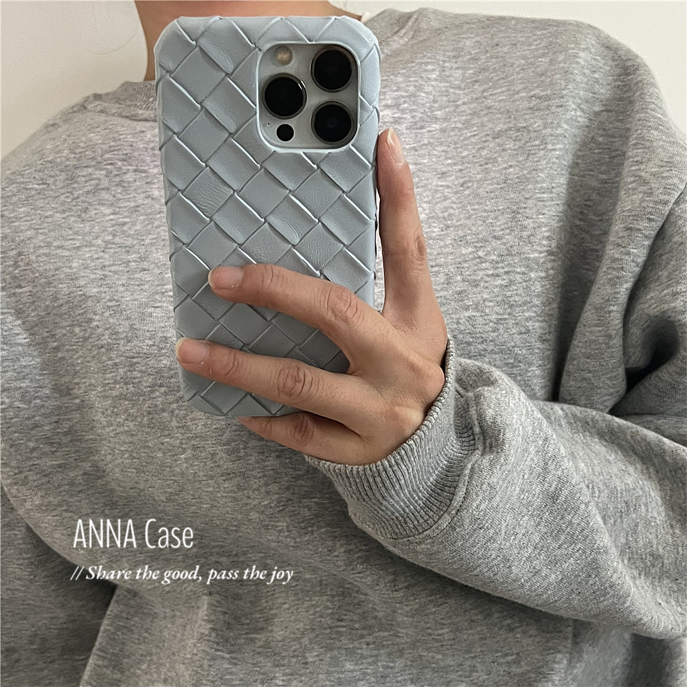 小众ins创意淡蓝编织纹16手机壳