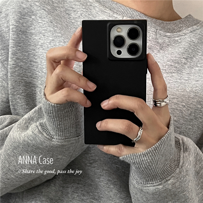 苹果16promax硅胶黑色哑光方形