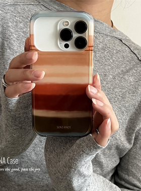 ANNACASE秋冬艺术油画焦糖渐变手机壳适用iphone17promax苹果14全包17pro新款15pro软壳16Promax防摔保护套16