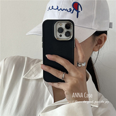 15pro手机壳iphone12 简约高级黑色适用苹果16promax 13promax磨砂11防摔xr