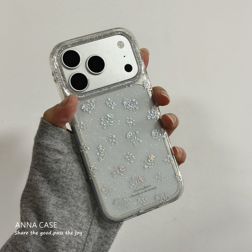 韩系温柔细闪烫金小碎花手机壳