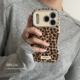 ANNACASE秋冬棕色小豹纹大视窗手机壳适用iphone17promax苹果14女款 17pro新款 15pro全包16Promax防摔保护套16