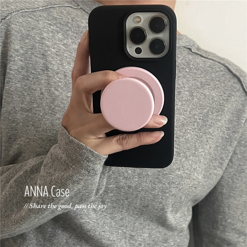 ANNACASE高级设计感黑粉色磁吸支架手机壳适用于iPhone17pro新款16promax苹果15pro全包13液态硅胶保护套14女
