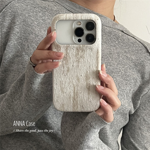 ANNACASE秋冬ins高级亚麻白丝绒闪钻绒布手机壳适用iphone17promax苹果14软13新款 15pro女16ProMax防摔保护套