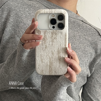 ANNACASE秋冬ins高级亚麻白丝绒闪钻绒布手机壳适用iphone17promax苹果14软13新款15pro女16ProMax防摔保护套