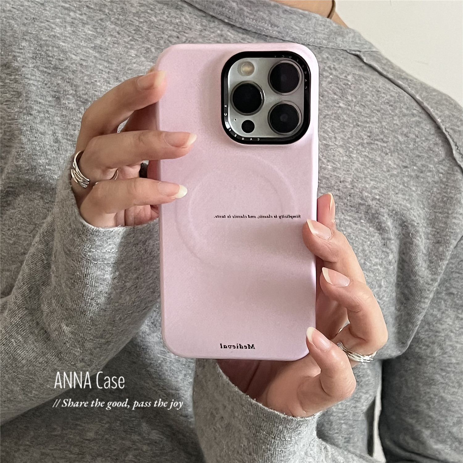 ANNACASE小众温柔少女浅粉色英文适用苹果16promax手机壳iphone14菲林16新款15磁吸硬壳13promax防摔保护套15,3C数码配件,手机保护套/壳,淘宝优惠券,粉丝福利购,淘宝优惠卷