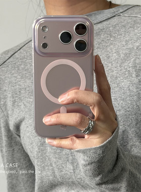 ANNACASE高级温柔少女镀晶粉色磨砂磁吸手机壳适用iphone17promax苹果14软13新款15pro防摔16ProMax保护套17