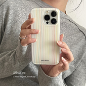 ANNACASE韩系ins简笔彩色细线条适用苹果17promax手机壳iphone14小众16pro新款 16全包15光面17pro防摔保护套